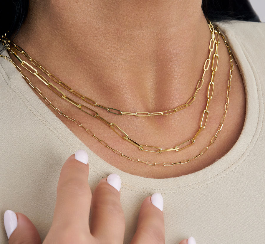 Gold sturdy large paperclip chain necklace — Rach B Jewelry